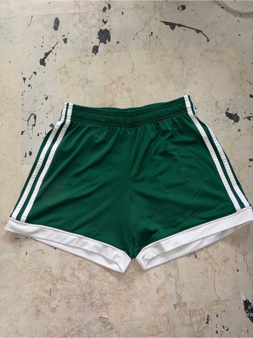 adidas Green Athletic Shorts with White Stripes